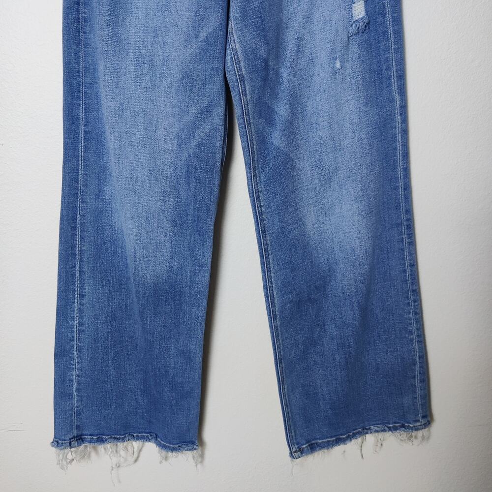 Mica High Rise Wide Leg Distressed Boho Relaxed Stretch Jeans Raw Hem Size 27 - Picture 7 of 16